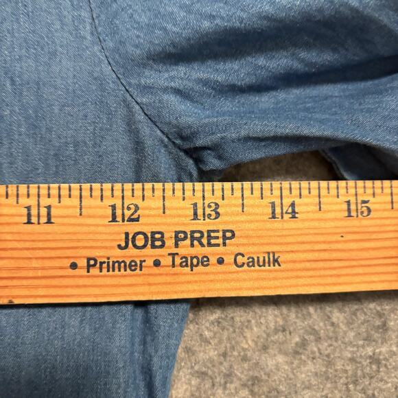 Mini Boden Dress Girls Size 8 9 Blue Chambray A Line Embroidered Long Sleeve - Picture 11 of 11